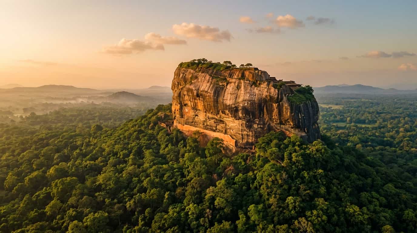 Sigiriya rock fortress rising above the central plains of Sri Lanka